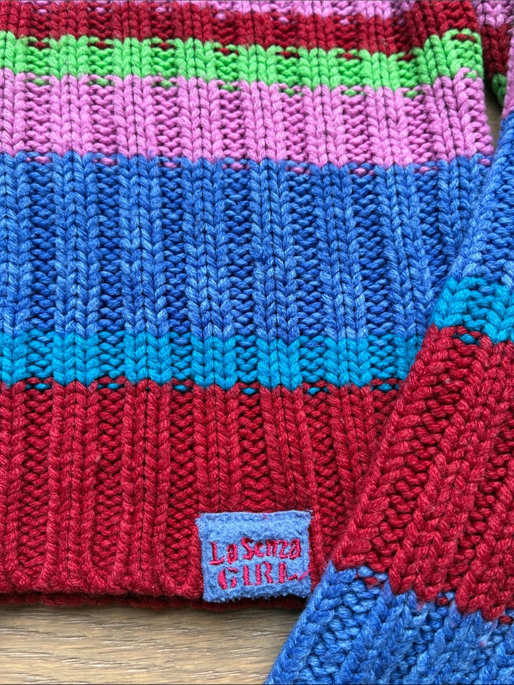 Vintage Y2K La Senza Girl Striped Knit Turtleneck Sweater Colorful Rainbow - Picture 2 of 5